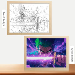 Zoro One Piece Anime Led Light Frame 18×23 (Direct USB Plugin)