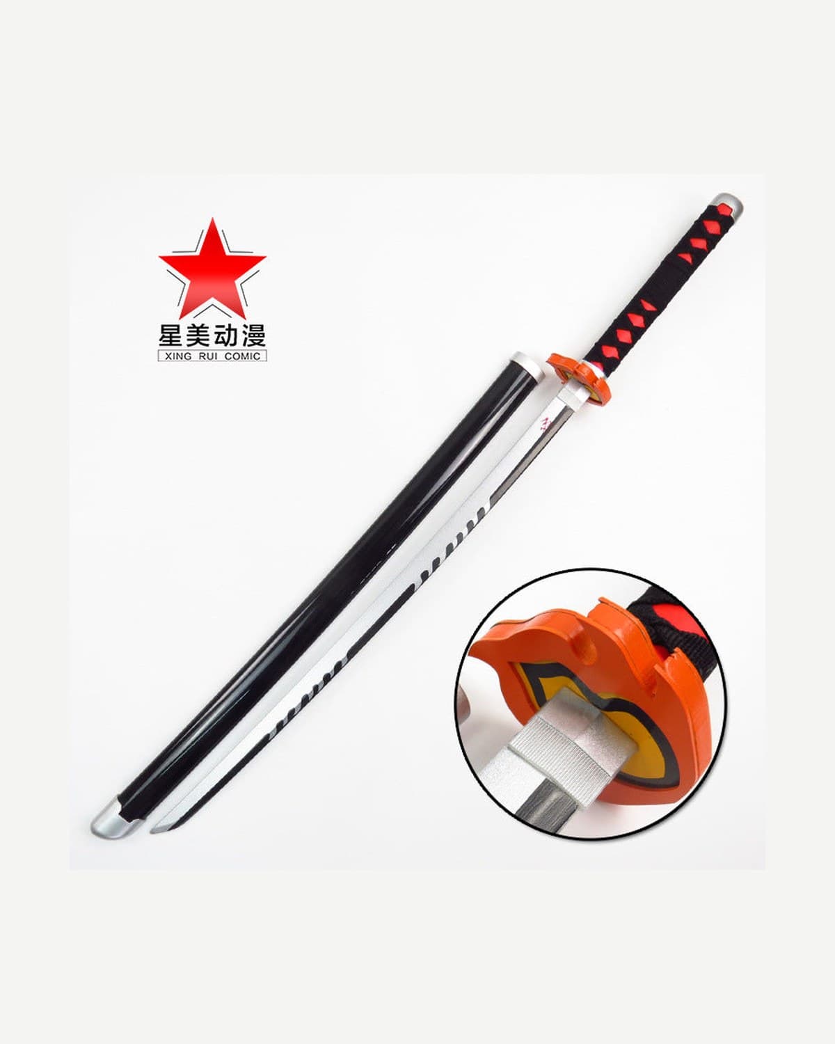 Tanjiro Fire — Silver Blade White Katana 104 cm