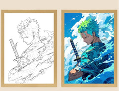 Zoro One Piece Anime Led Light Frame 18×23 (Direct USB Plugin)