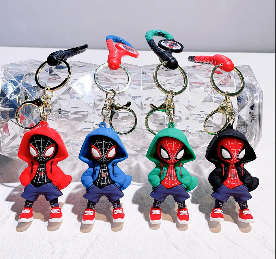 Spiderman Rope Strap 3D Keychain (12 Pcs Packet)