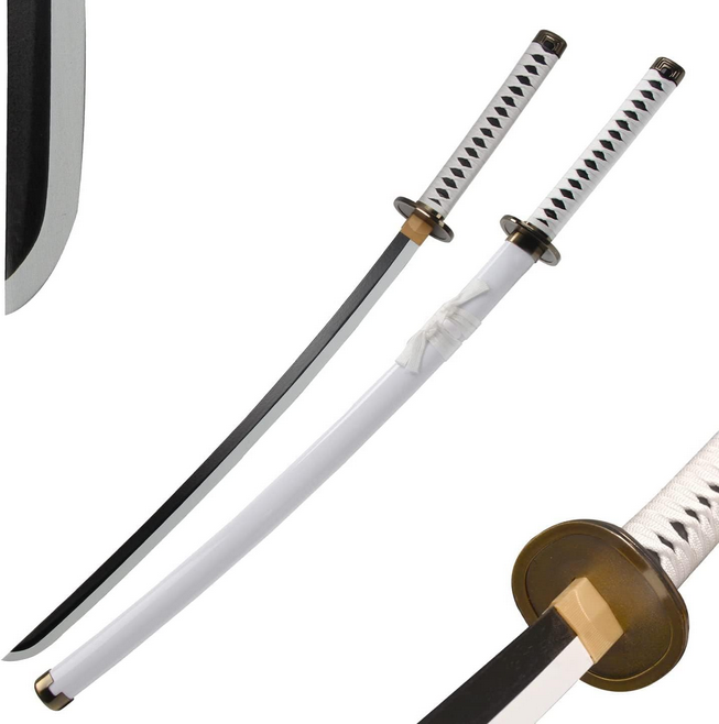 White Wooden Katana, Japanese Style, 104cm
