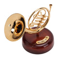 Anibox French Horn Music Box - Miniature Vintage Instrument with Rotating Base