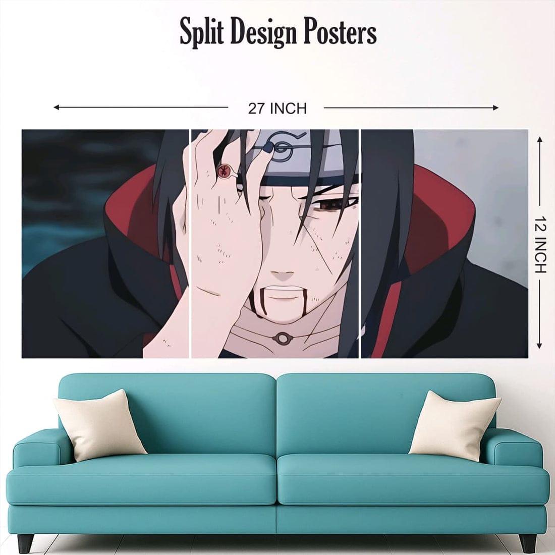 Anibox Split Design Poster Set of 3 – Anime Wall Decor  | 27 x 12 Inch Premium Matte Finish
