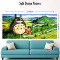 Anibox Split Design Poster Pack Of 3 -Anime Wall Art Landscape (27 * 12 Inch)
