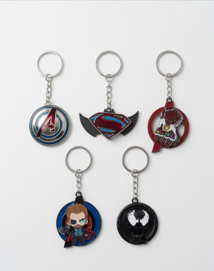 Anibox Metallic Superhero Rotating Spinner Keychain Combo