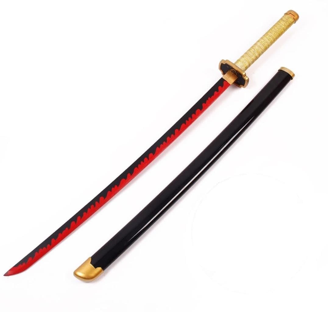 Wooden Katana, Red and Black, Gold Handle, Japanese Style, 104cm