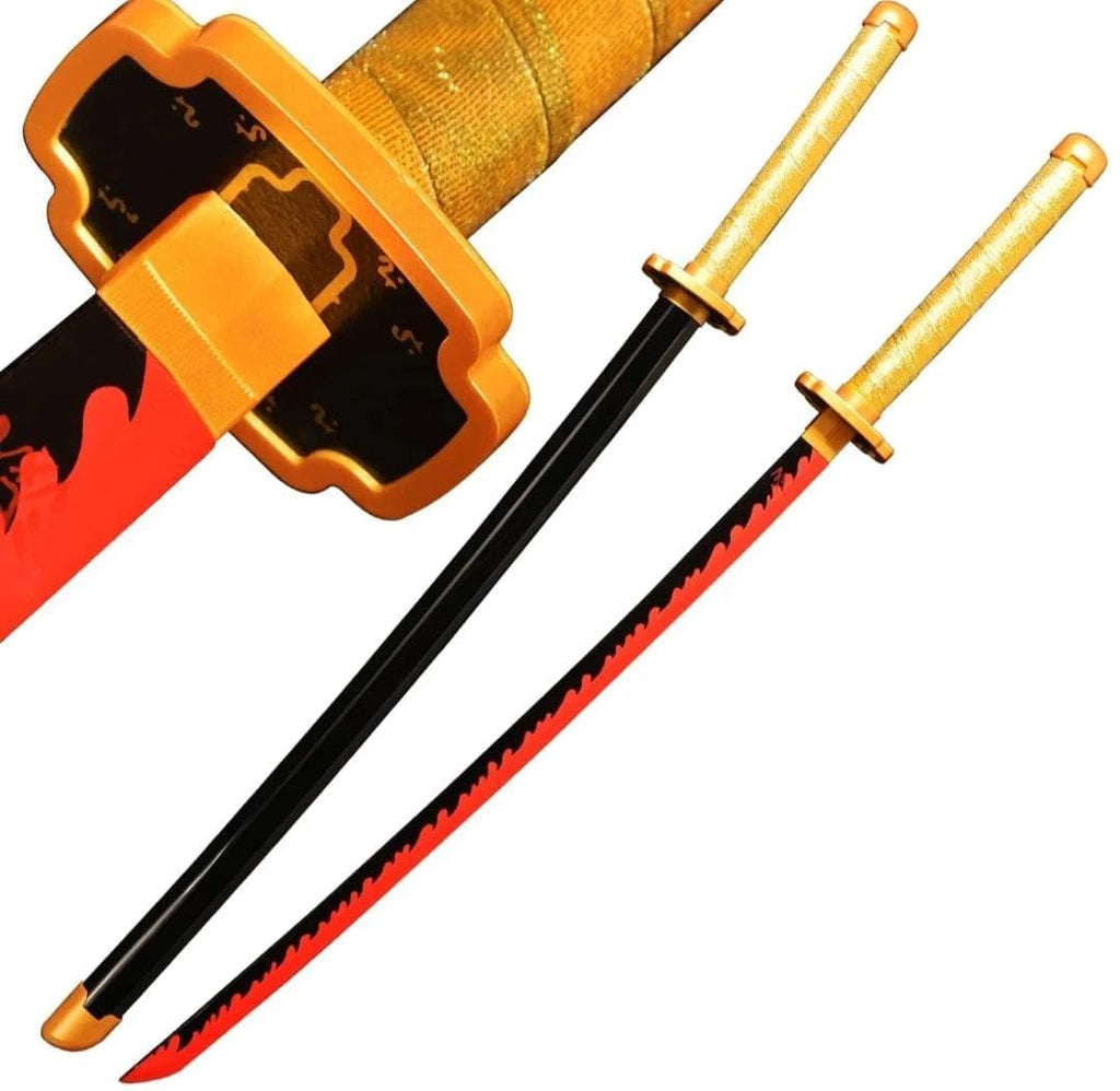 Wooden Katana, Red and Black, Gold Handle, Japanese Style, 104cm
