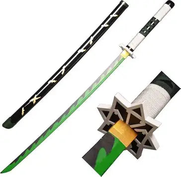 Green Wooden Katana, Wind Style, Fully Assembled, 104cm
